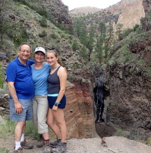 Author Christy Mihaly and family at the Bandolier National Monument in New Mexico.
